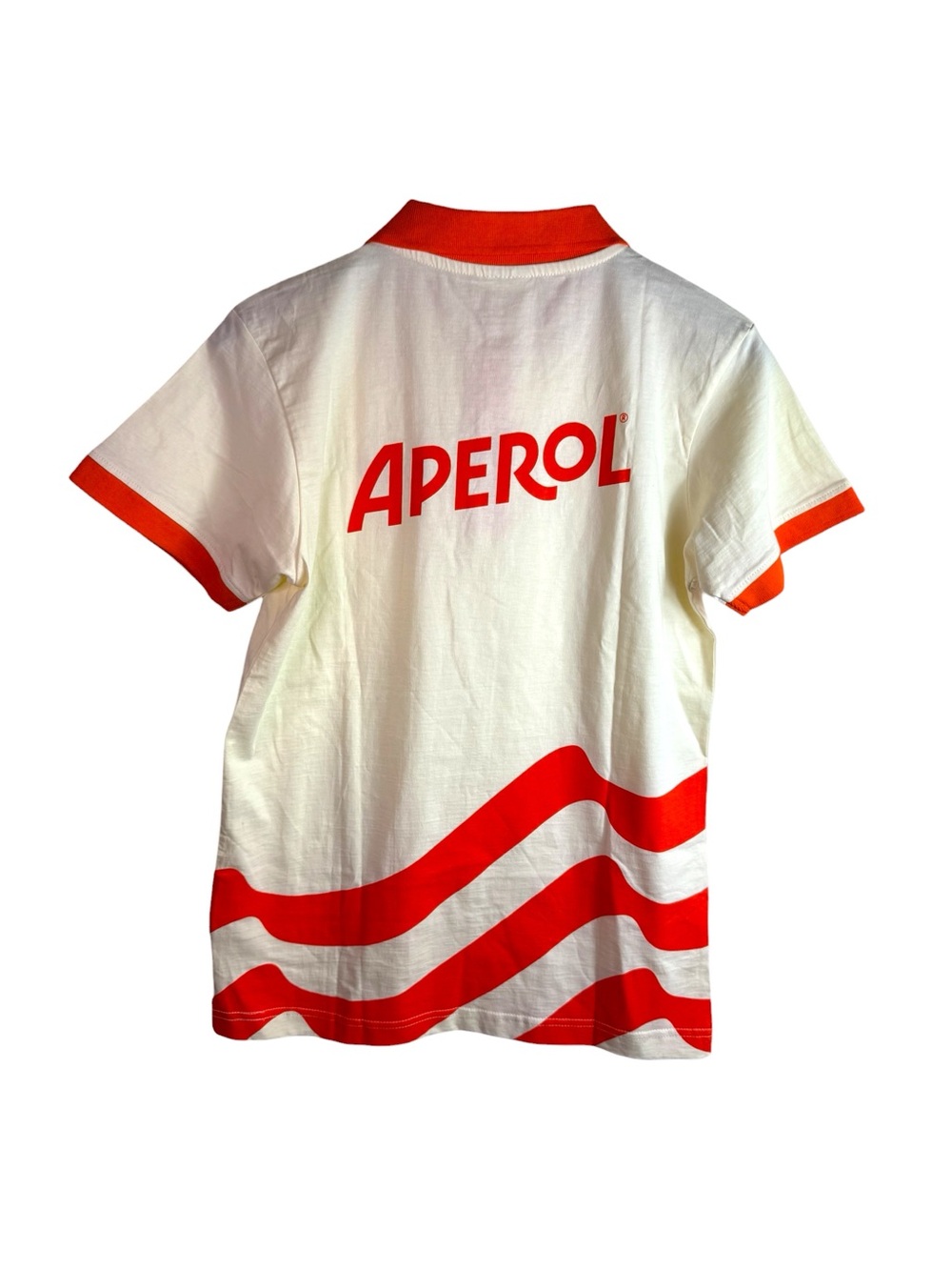 Aperol Liquors Spritz Polo 2 Button Shirt Orange White Mens Small